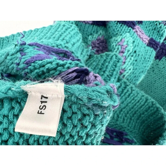 Robert Scott Ltd Women's Pullover Knit Sweater Blue Paisley MEDIUM Hand Knitted - Picture 14 of 15